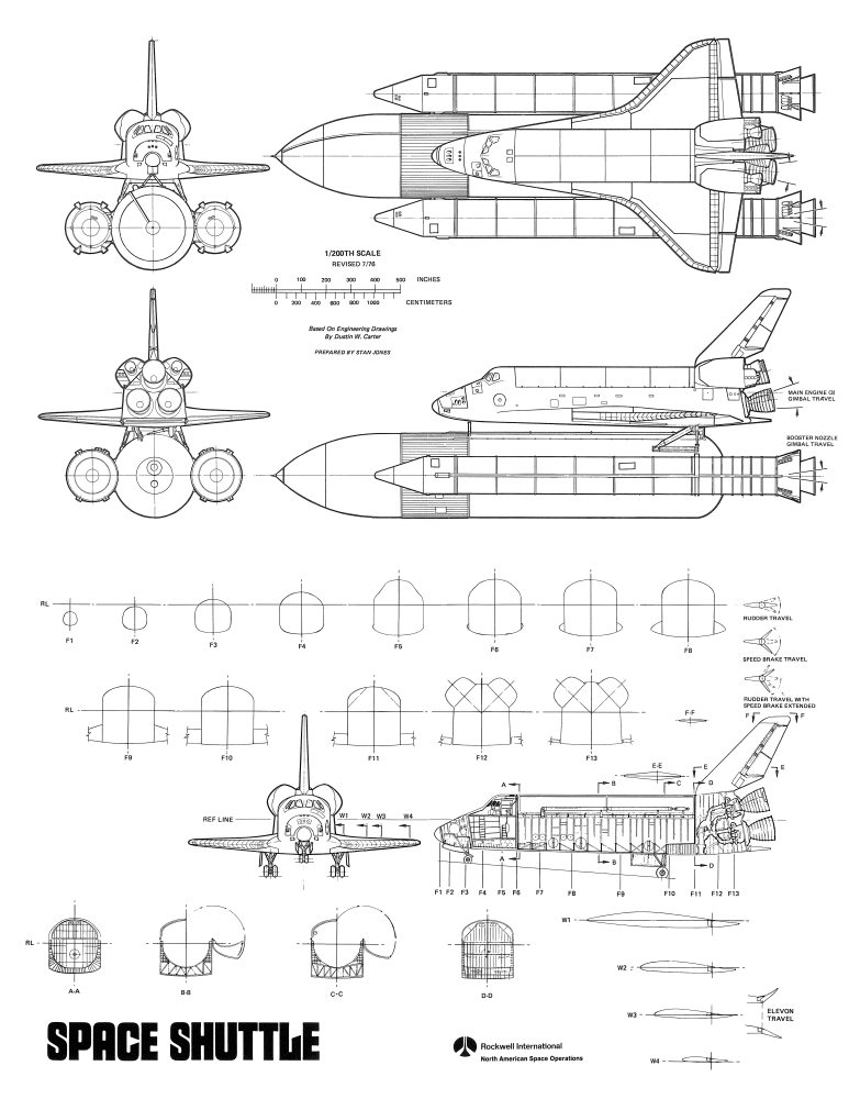 spacecraft scale drawings